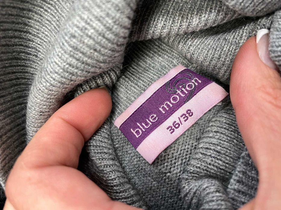 BLUE MOTION размер S дамски пуловер КАШМИР и Коприна поло яка сив