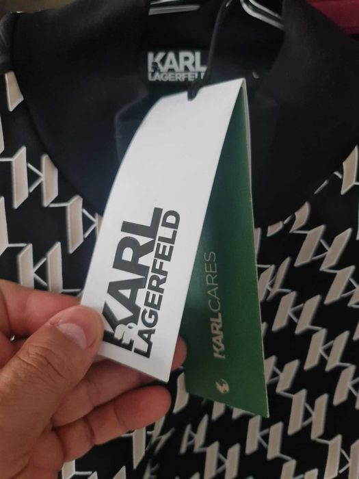 Bluza barbati Karl Lagerfeld, fermoar complet, negru, bumbac, L INTL