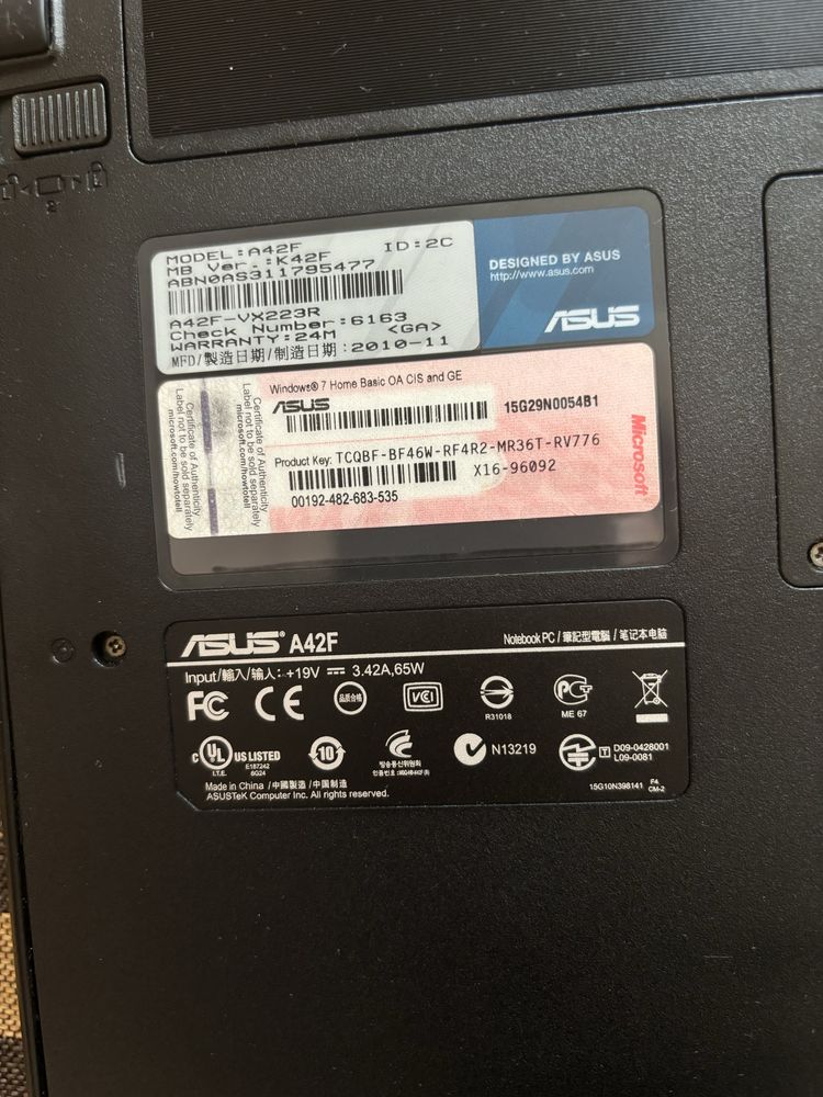 Ноутбук Asus A 42F на запчасти