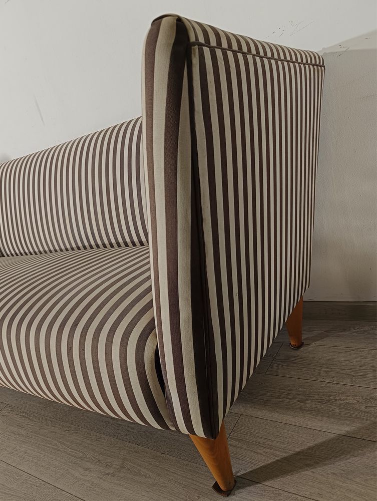Canapea Elegantă cu Dungi Verticale, Picioare din Lemn, Sofa