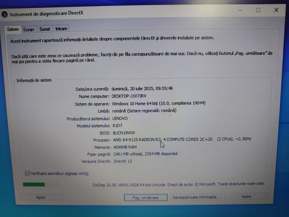 Laptop Lenovo 17,3 inch /AMD /4 GB / ssd 128 /