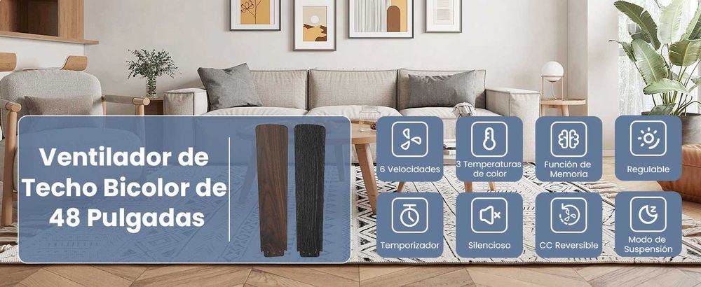 CJOY Безшумен таванен вентилатор с осветление 122 см