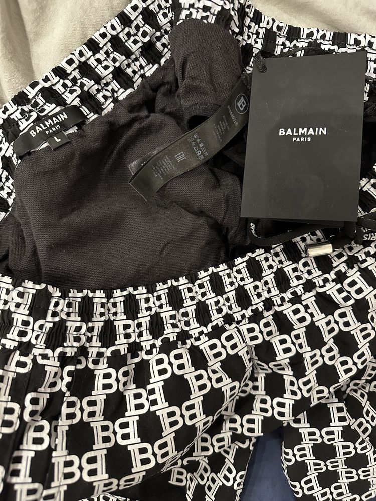 Balmain Logo Print Swim Shorts