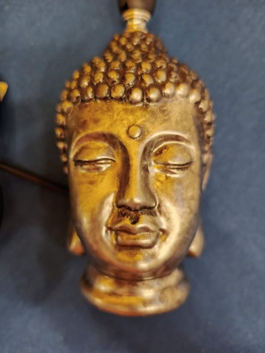 Lampa ceramica cu abajur textil Buddha