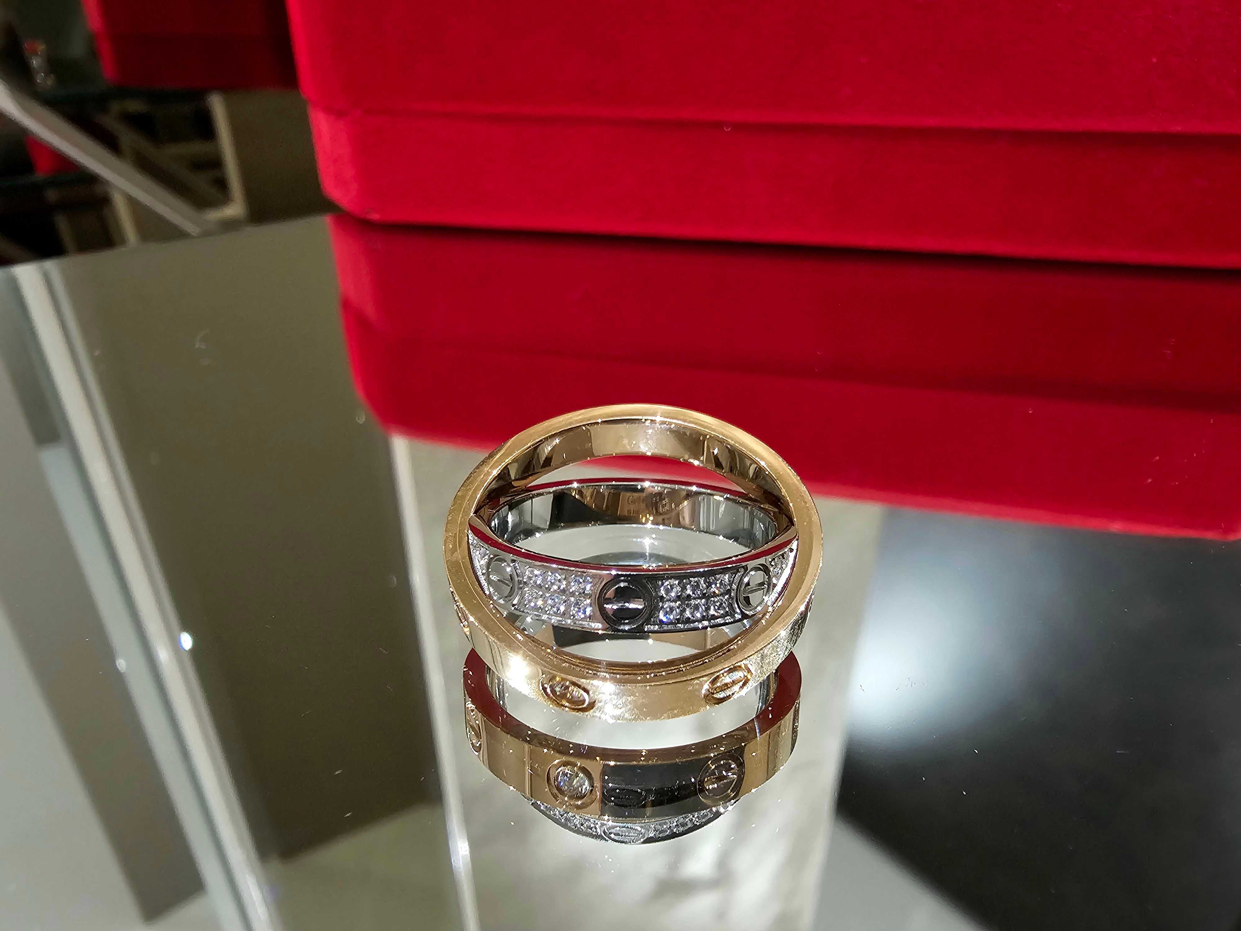 CARTIER Love Rose and White Gold Diamond Paved Пръстен