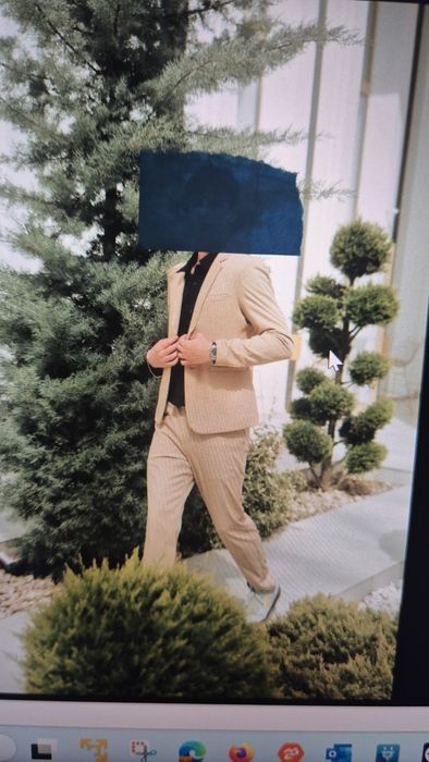 Costum Bej bărbați mărimea L, doar o ședință foto
