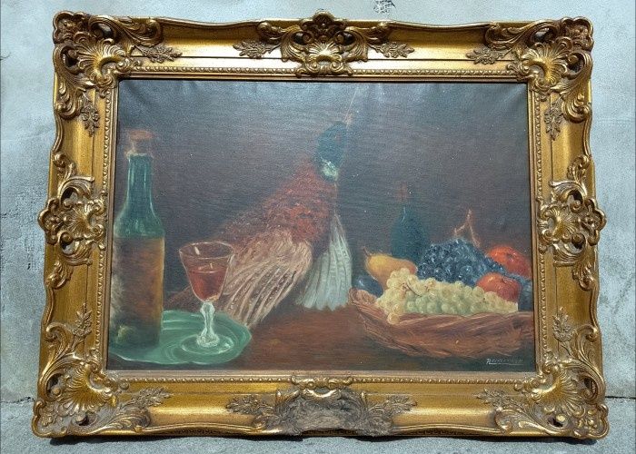 Ulei pe pânză o lucrare foarte veche semnata sec.19 început încadrată