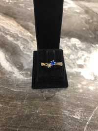 Золотое кольцо с бриллиантом и корунд Сапфиром 585 проба СССР