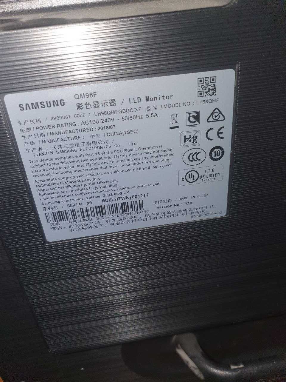 Samsung LED 4K Ultra HD QM 98f Madel Katta Manitor Yangdak