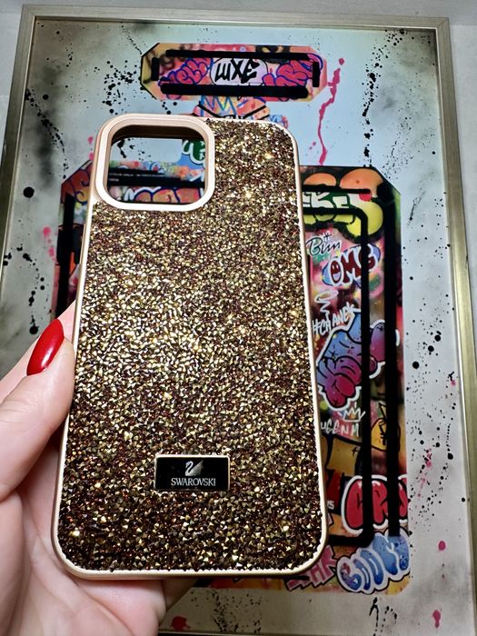 Husa Noua Cristale Aurie Iphone 14 Pro Max /15 Pro /Pro Max