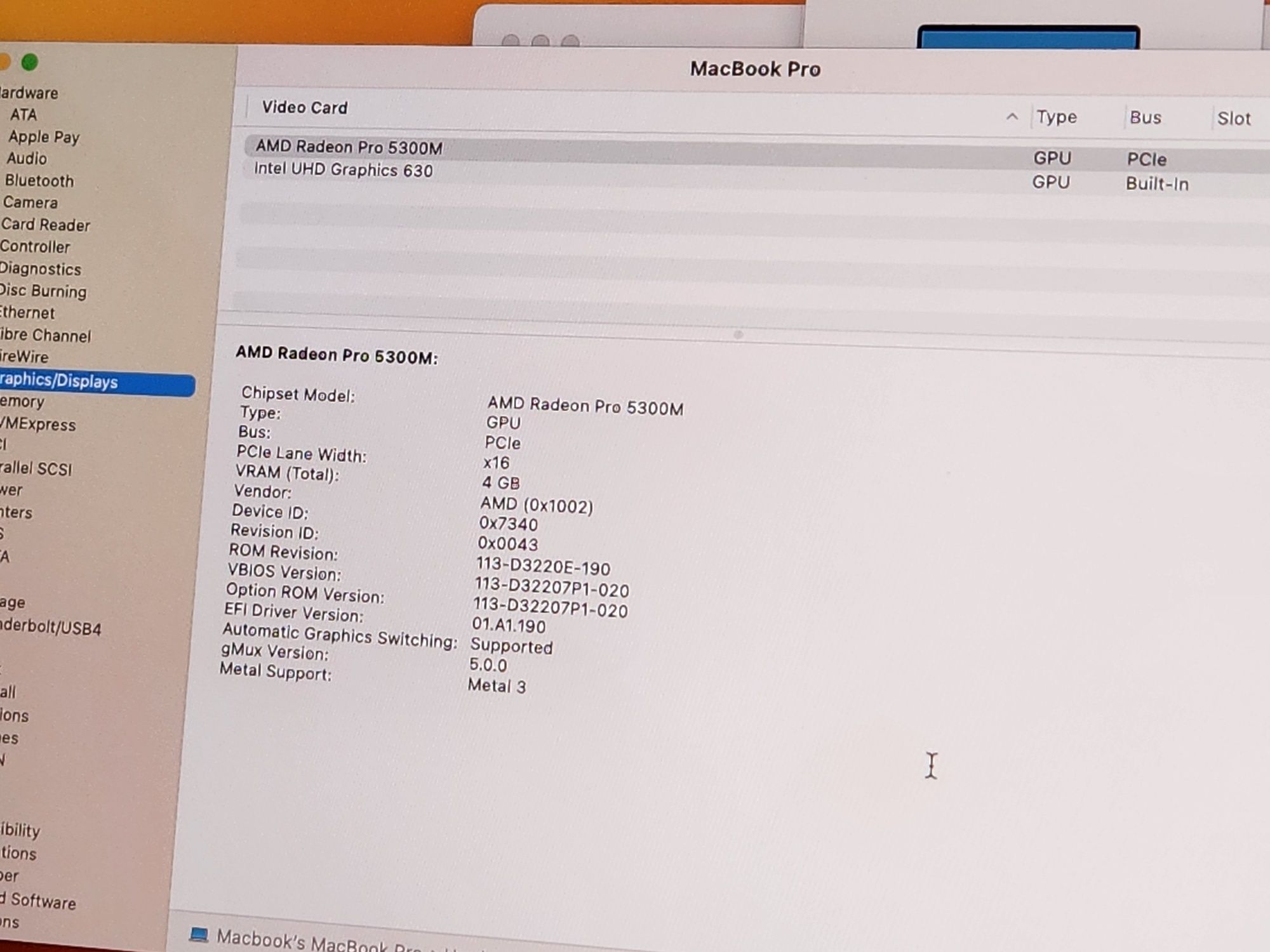 Macbook Pro 16" 2019 Radeon 16 GB 500 SSD