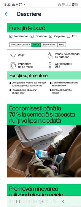 Multifunctional WIRELES inkjet color HP DeskJet 2822e NOU