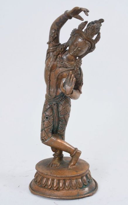 Statueta autentică tibetana din cupru masiv Mayadevi 21 cm