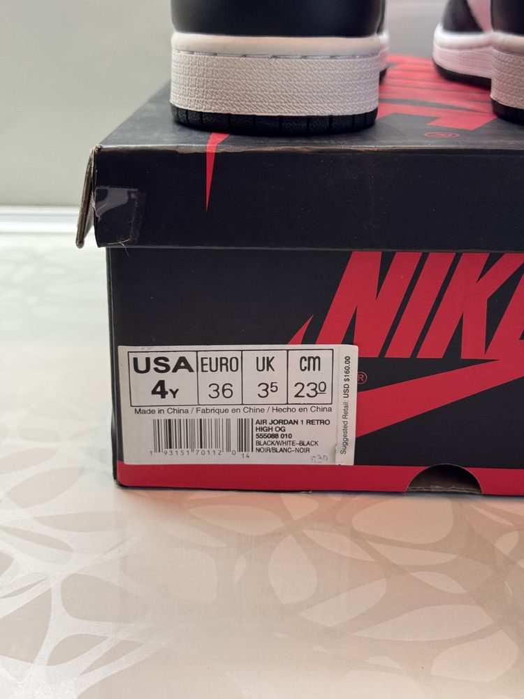 Jordan 1 Retro Black White Кецове Обувки 36 Номер + Кутия