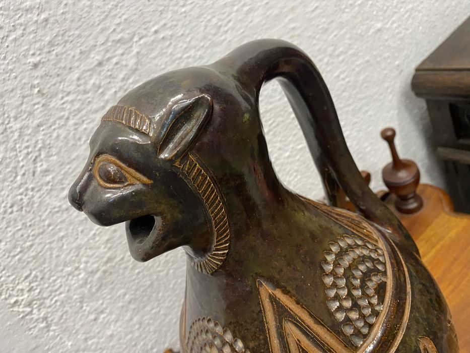 Керамична стомна Gres Dubois с глава на лъв Белгия 1950 г.