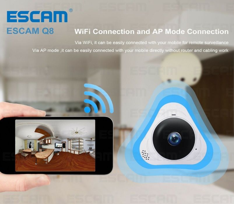 Camera Ascunsa Supraveghere WiFi 360°Panoramic Spion Spy Detector Fum