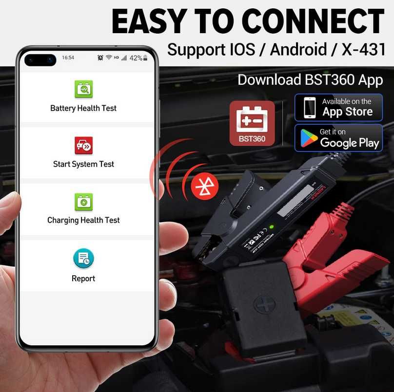 Tester Launch BST360 pt. baterii auto si acumulatori – Bluetooth