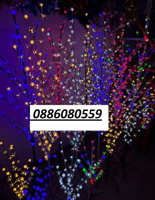 ЛЕД дръвчета 60, 90 см  Топло/синьо бяло шарено