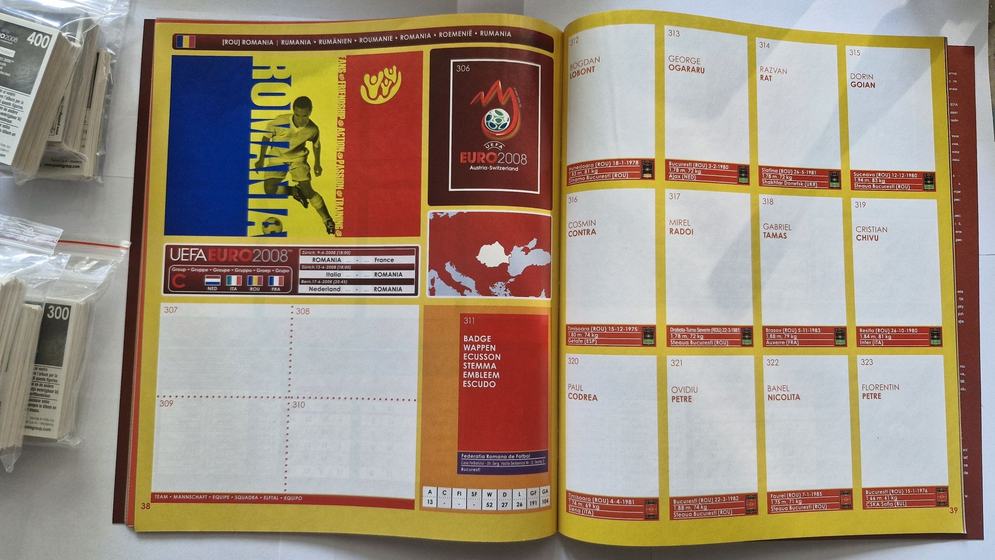 Panini EURO 2008 Austria Elveția album gol și set complet nelipit 100%