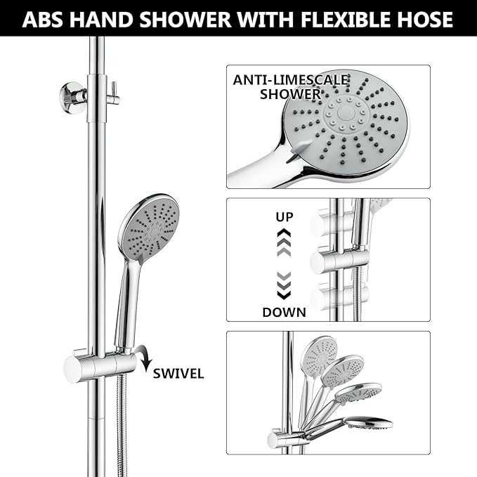 Coloana de dus cu termostar Kelleria cromata para fixa si mobila
