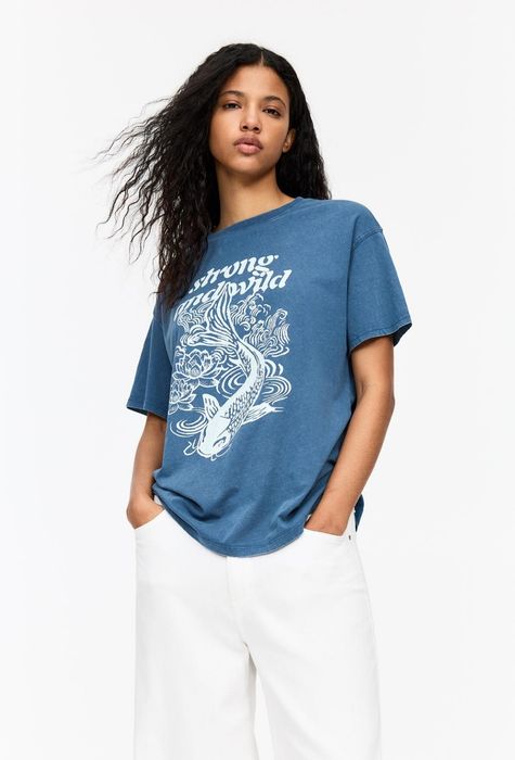 Tricou cu imprimeu Pull&Bear
