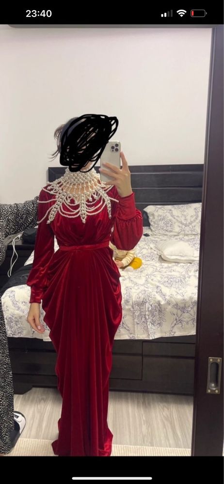Rochie elegante din catifea rosie