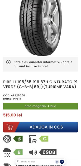 195 55 r16  2seturi vara PIRELLI si MOMO