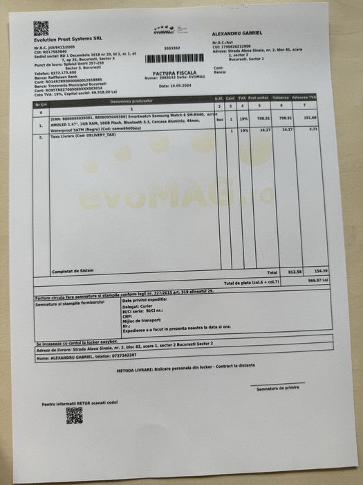 Ceas Galaxy Watch 6 44 mm negru