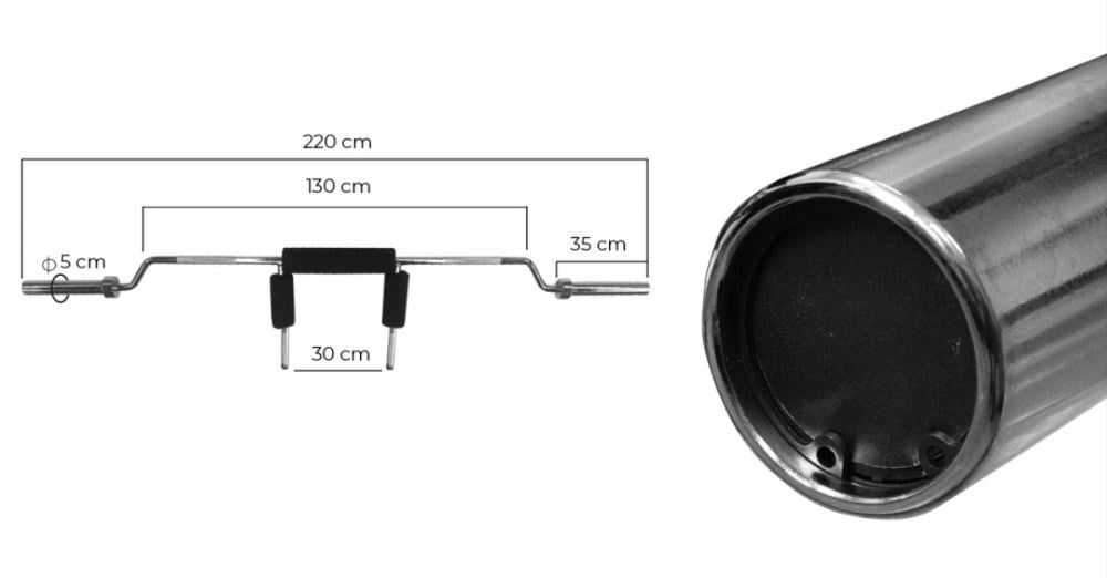 Bara haltera olimpica, Zoco Body Fit®, lungime 220cm, Crom