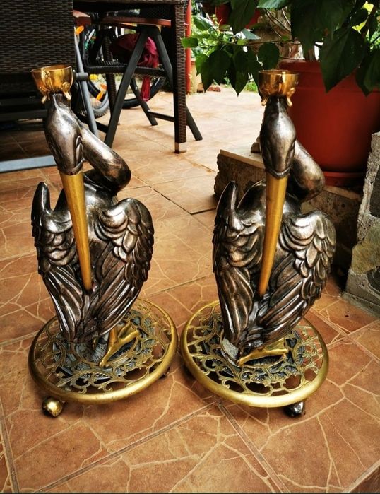 Vând păsări decorative lemn bronz exponat unicat