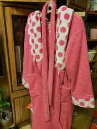 Махровый халат размер S-M розовый