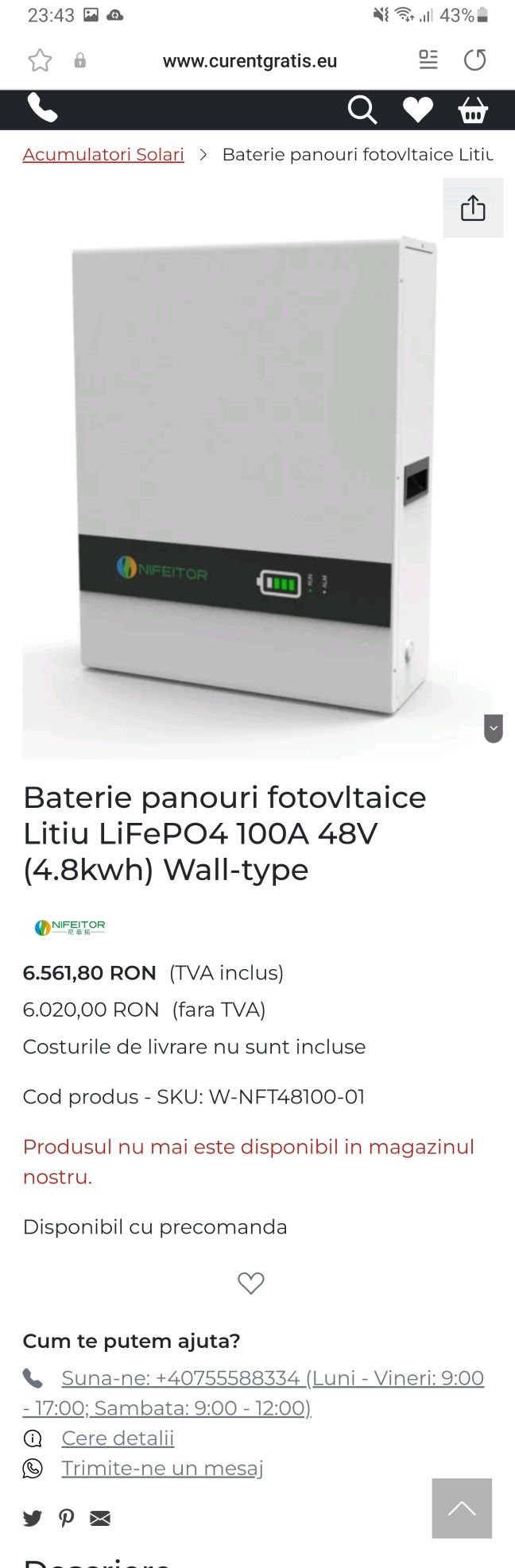3 x baterii solar fotovoltaic Lifepo4 100ah  total ~ 15kw