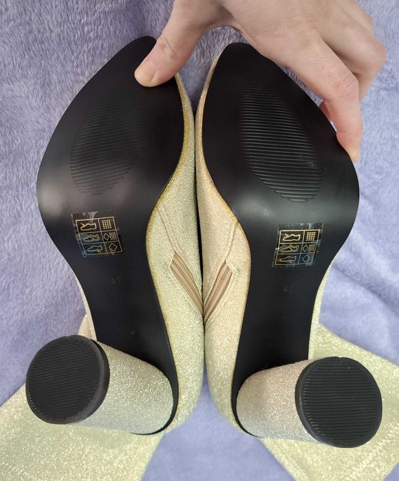 Ghete textile cu sclipici Blink 41, cu toc rotund