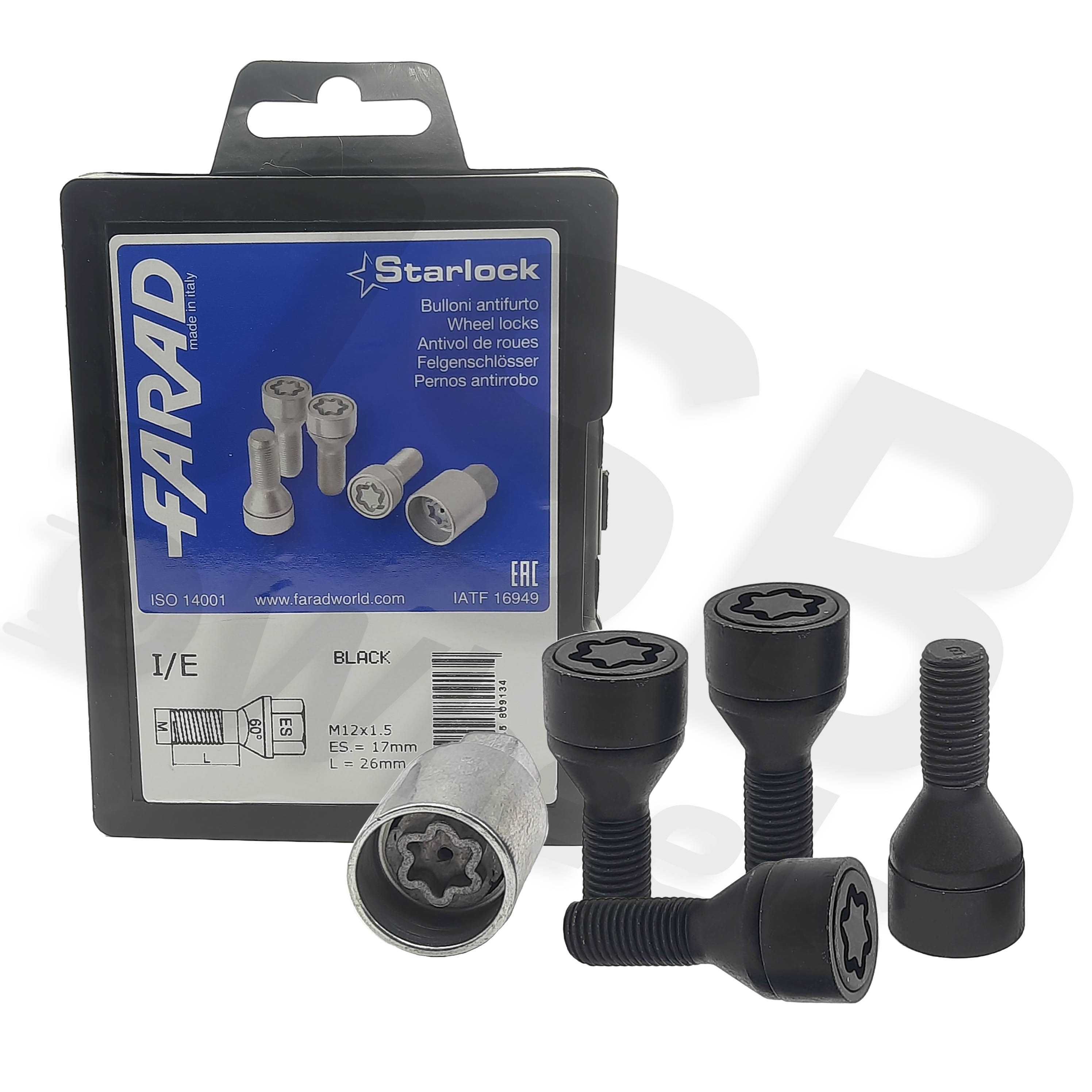 Set prezoane antifurt negre Starlock M12x1.5 Dacia, Renault, Opel, BMW