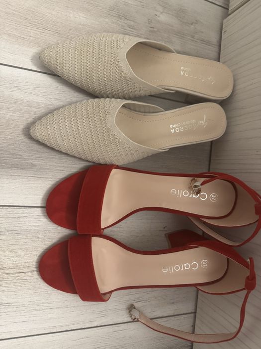 Pantofi sandale catifea rosii noi 38