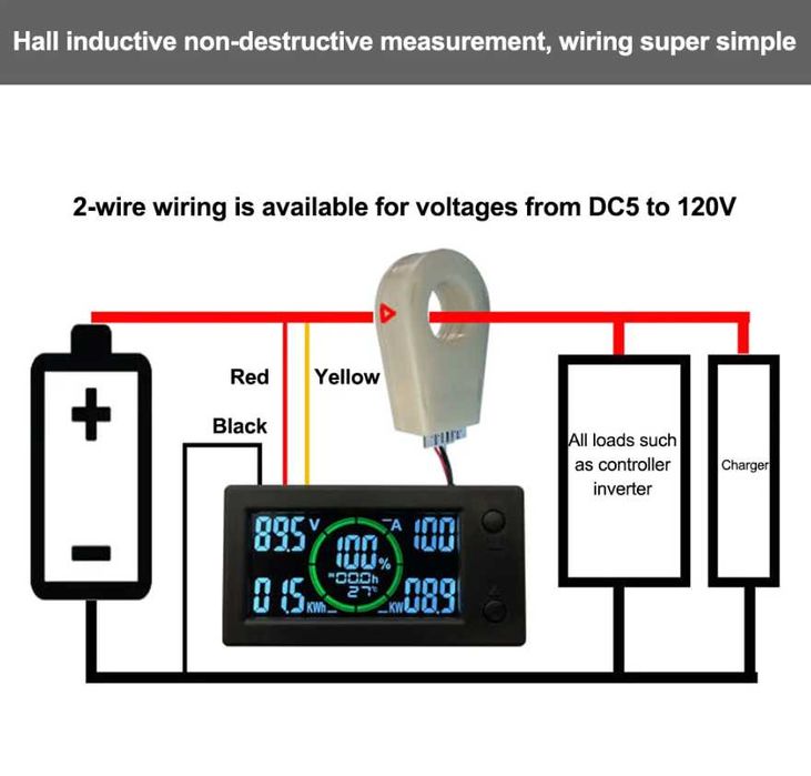 Watmetru - Coulombmetru DC 300V, 400A, bidirectional, Coulomb meter BT