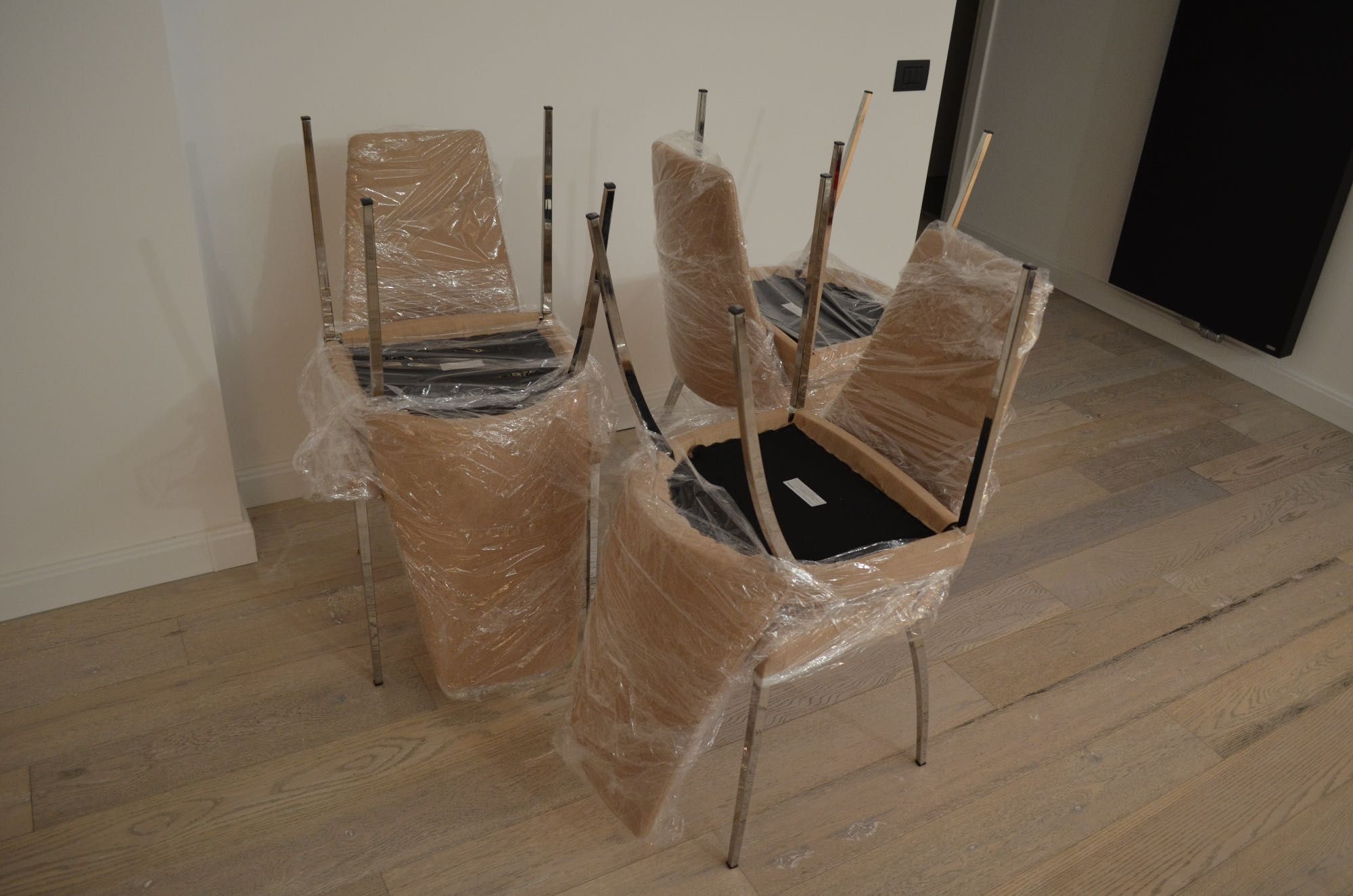 Set 6 scaune crem noi retapitate designer italian