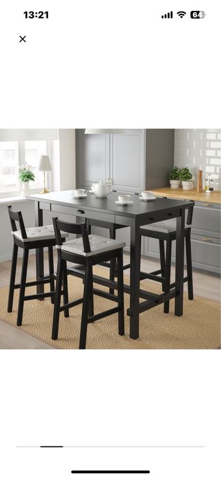 Ikea, mas bar, negru, furnir 140 *80 *105