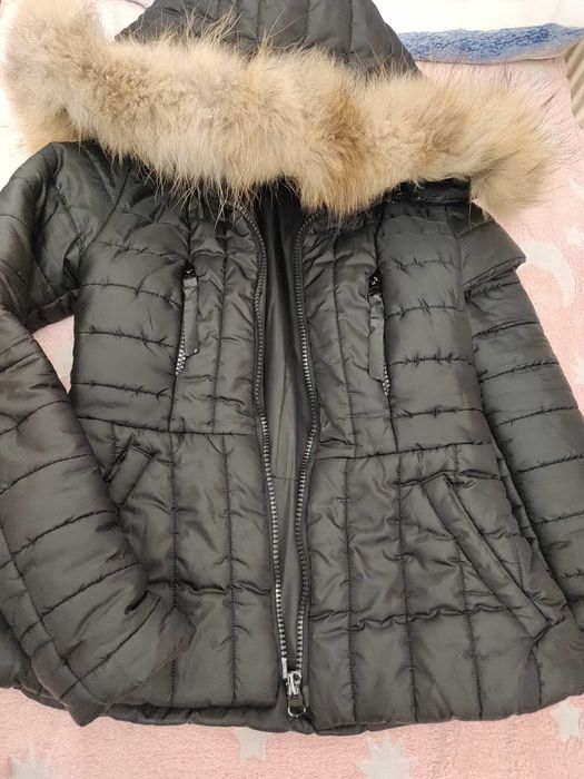 Зимно дамско яке с естествен пух