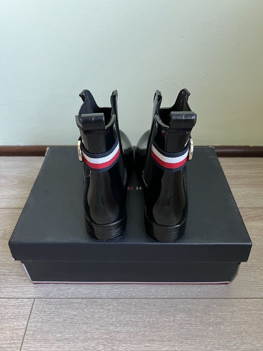 Ghete cauciuc negre Tommy Hilfiger