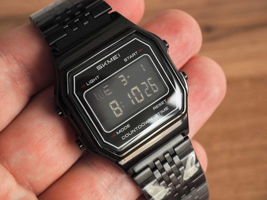 Ceas electronic SKMEI 2465 (Casio), 36 mm, nou, negru, ilumin., retro