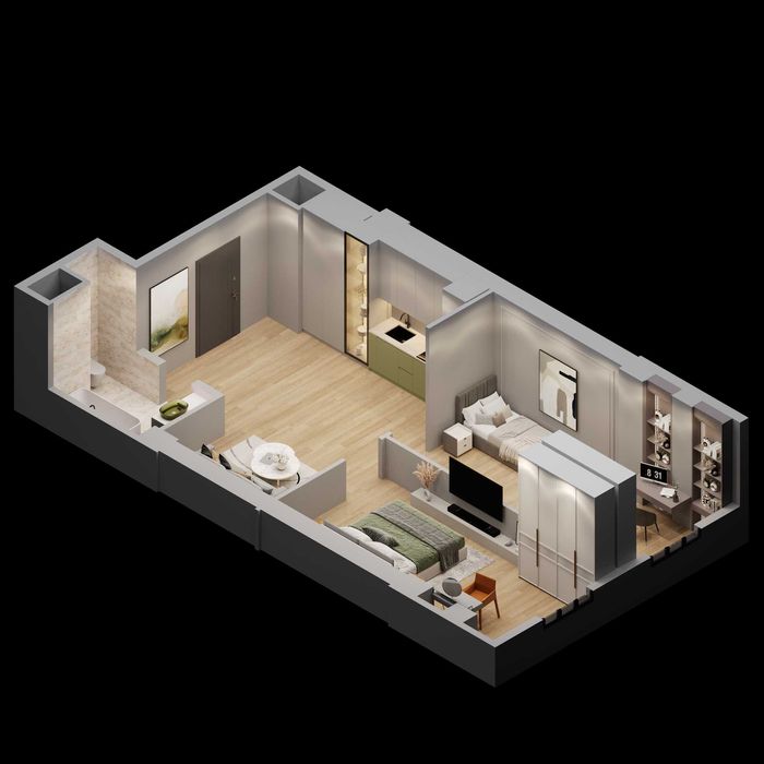 2 хонали квартира 60 м² — шаҳар маркази, қулай бўлиб-бўлиб тўлаш