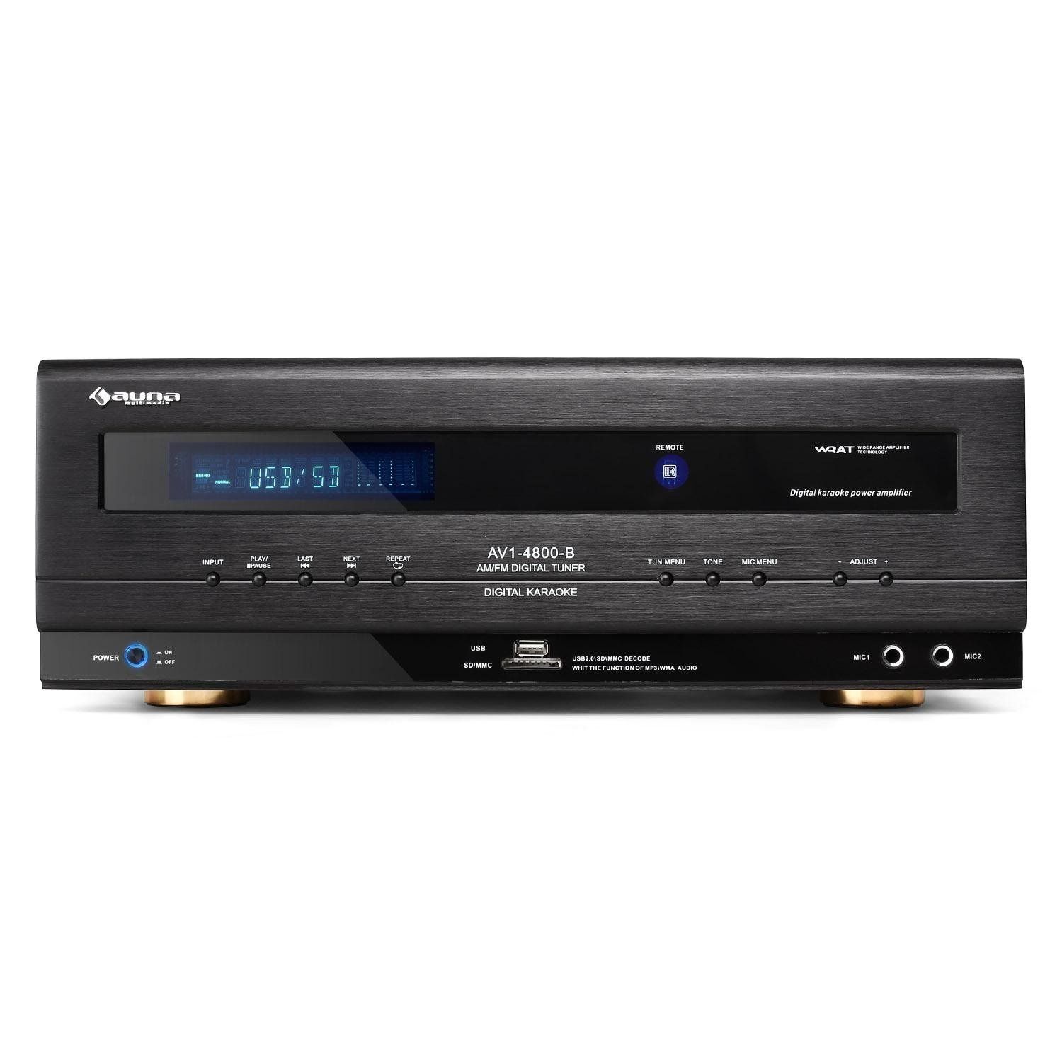 Auna AMP și amplificator karaoke AV1-4800 -B cu radio telecomandă