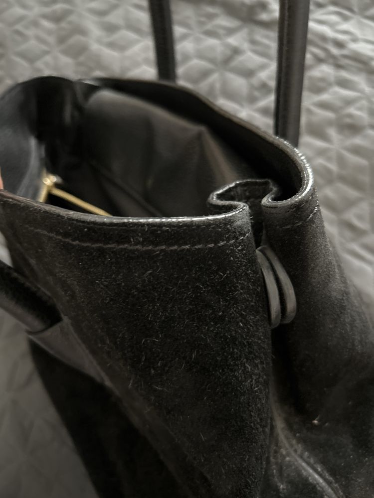 Geanta MUSETTE - office, piele intoarsa neagra