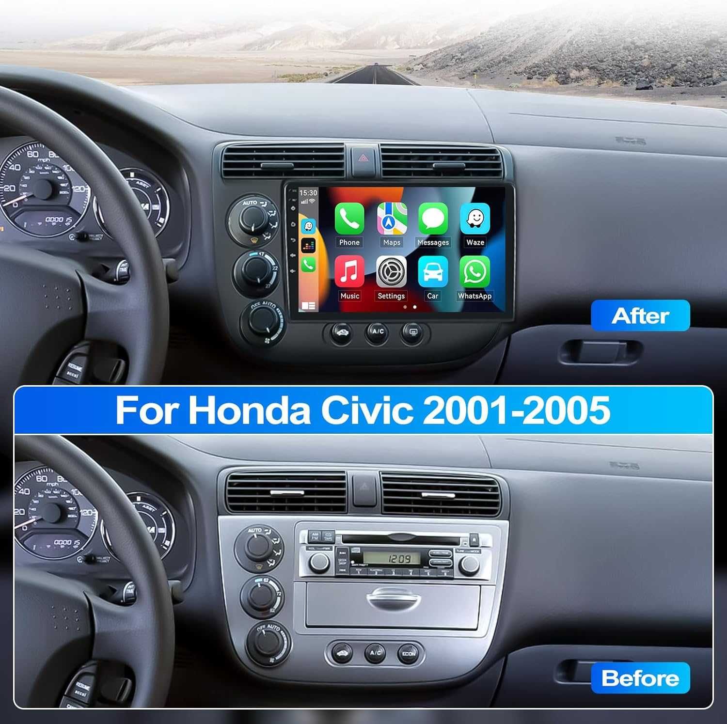 Мултимедия Двоен дин за Honda Civic навигация с Android за Civic 2005