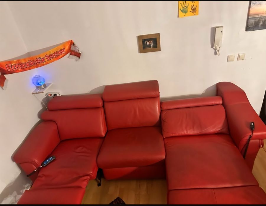 Canapea colțar din piele naturală, electrică,cu telecomandă