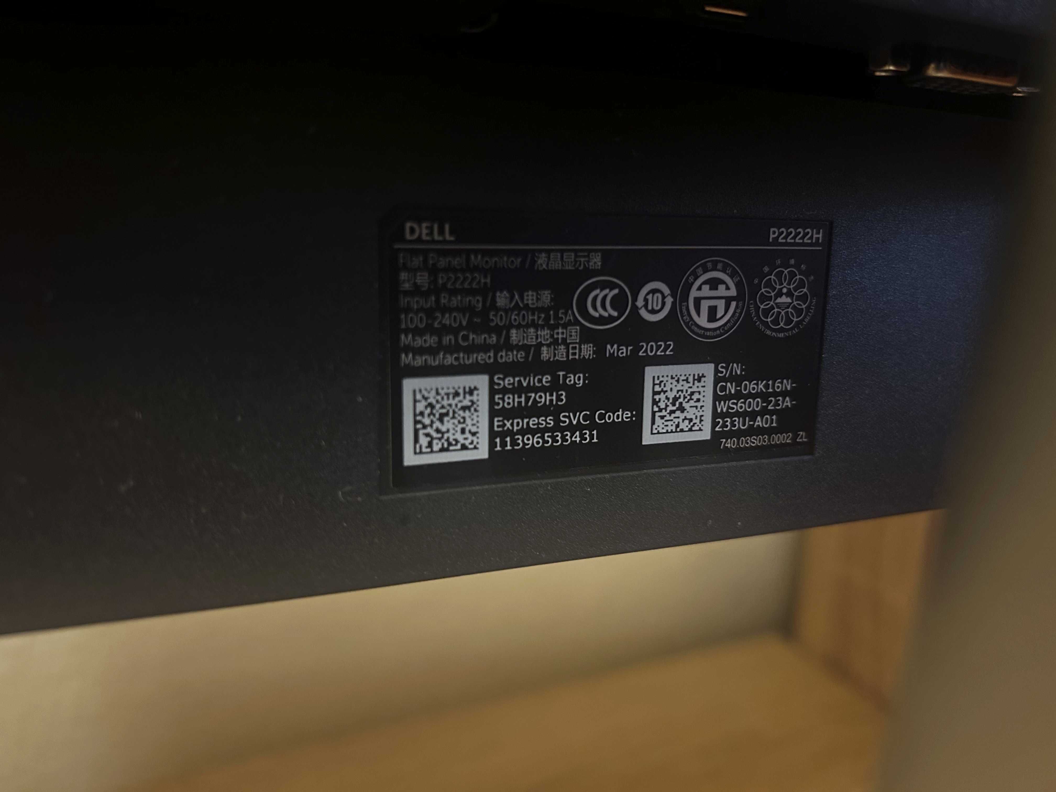 Monitor IPS Dell 22'' Full HD, 60Hz, 5ms, HDMI, Display Port, P2222H