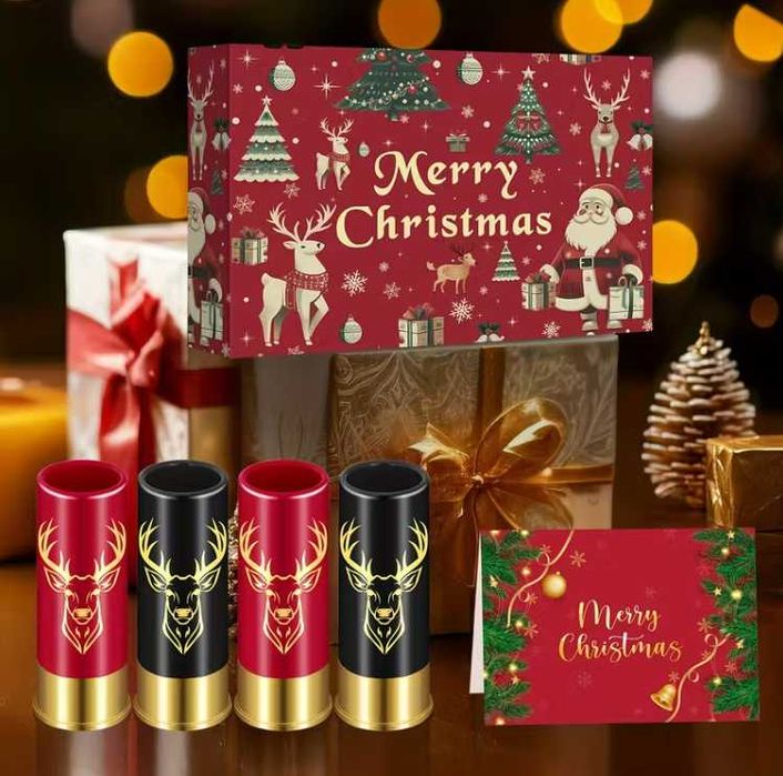 Коледен комплект шотове - 2 или 4 чашки, шотове с елен, в кутия