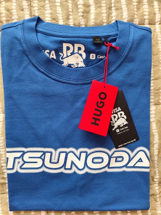 Tricouri Hugo boss -tsunoda -albastru și alb