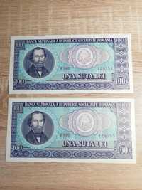 Bancnotă veche 100 lei 1966 UNC necirculata și set 50 lei 1966, 25, 10
